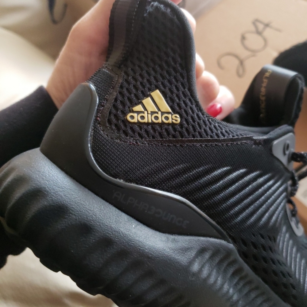 Adidas Men's Black Sneakers with Gold Accents - Picture 3 of 7
